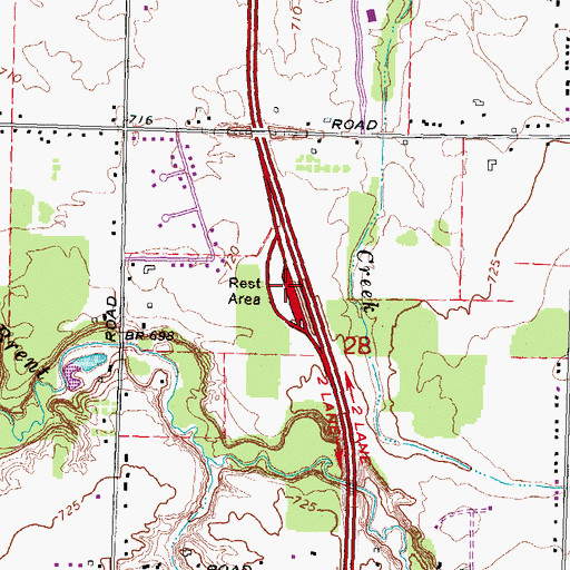 Topographic Map of Clio Rest Area, MI