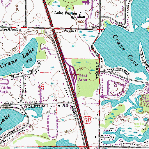 Topographic Map of Fenton Rest Area, MI