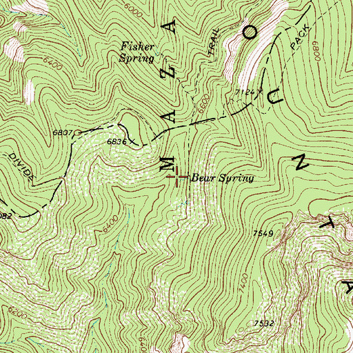 Topographic Map of Bear Spring, AZ
