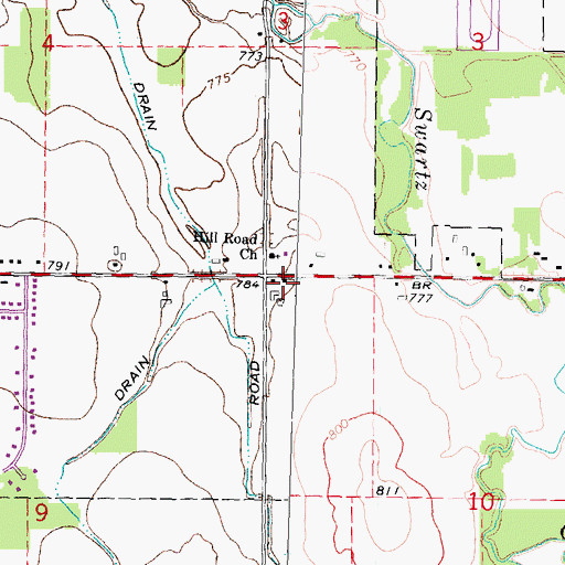 Topographic Map of Hill Road Cemetery, MI