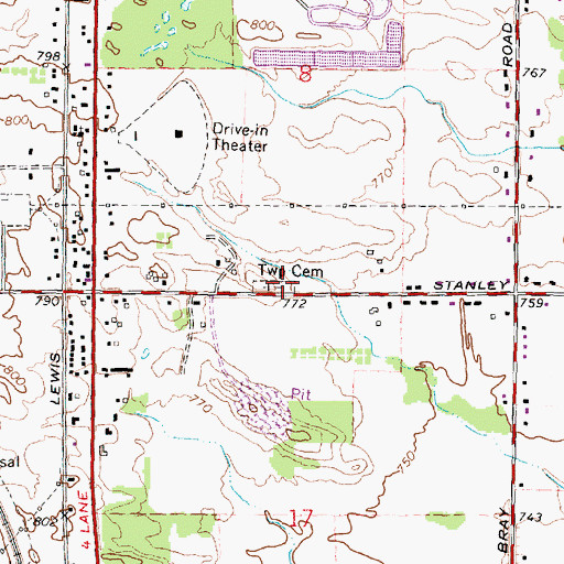 Topographic Map of Genesee Township Cemetery, MI