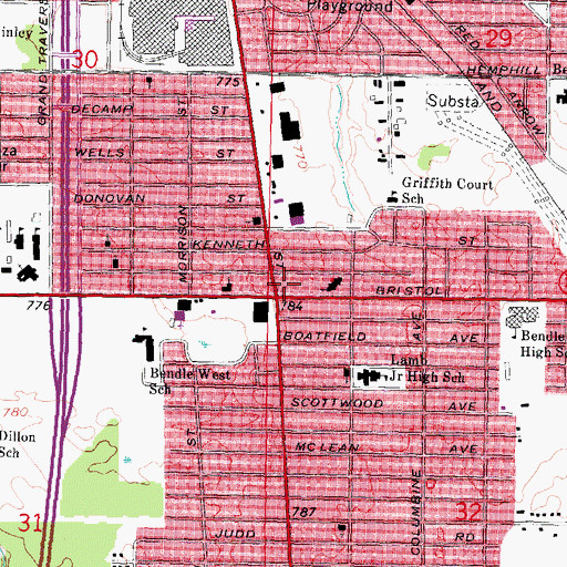 Topographic Map of Water Tower Park, MI
