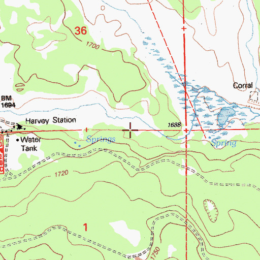 Topographic Map of Harvey Valley, CA
