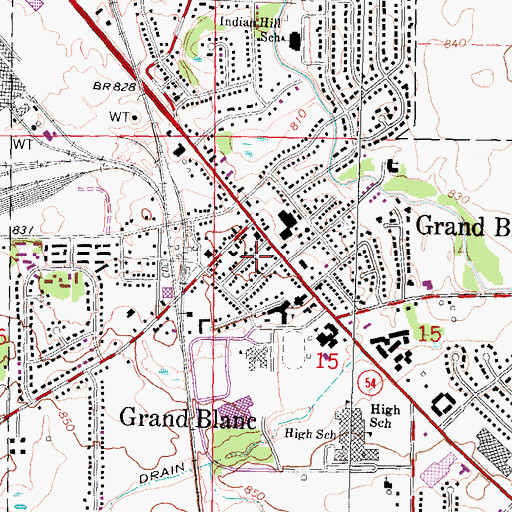 Topographic Map of Grand Blanc Fire Department Station 1, MI