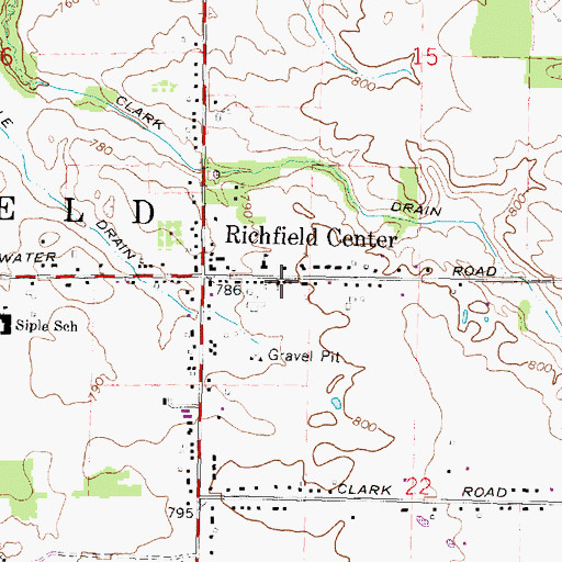 Topographic Map of Richfield United Methodist Church, MI