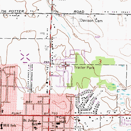 Topographic Map of Continental Estates Mobile Home Park, MI