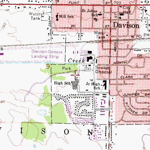 Topographic Map of Hahn Intermediate School, MI