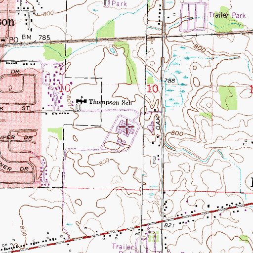 Topographic Map of Davison High School, MI