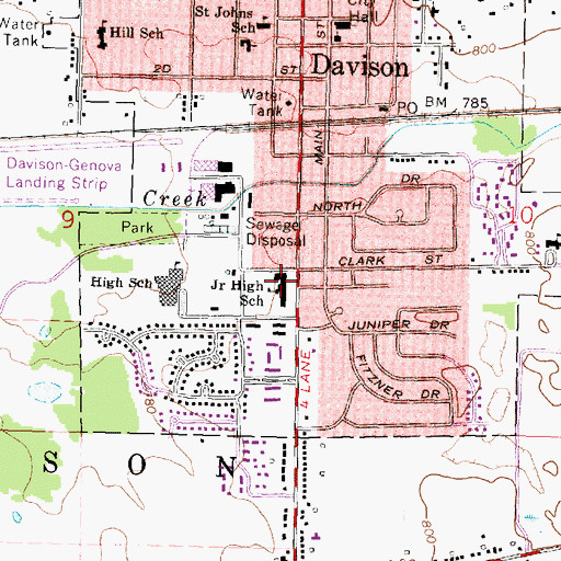 Topographic Map of Central Elementary School, MI