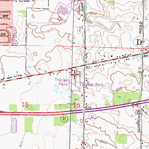 Topographic Map of Chateau Old Orchard Mobile Home Park, MI