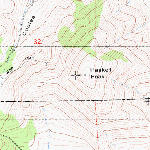 Topographic Map of Haskell Peak, CA