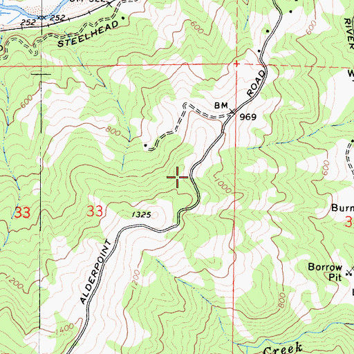 Topographic Map of Alderpoint Census Designated Place, CA
