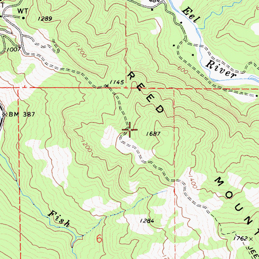 Topographic Map of Benbow Census Designated Place, CA