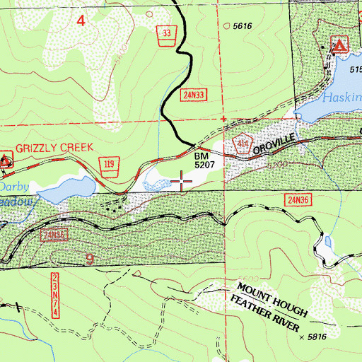 Topographic Map of Haskins Valley, CA
