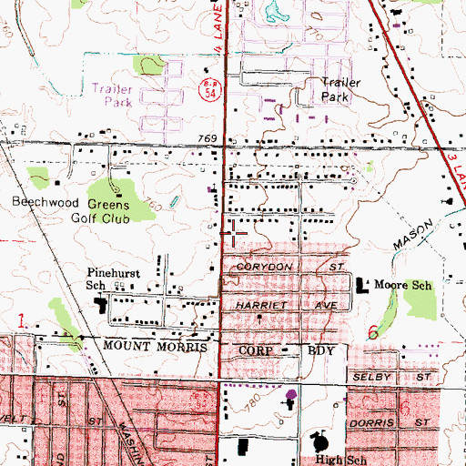 Topographic Map of Mount Morris Family Medicine, MI