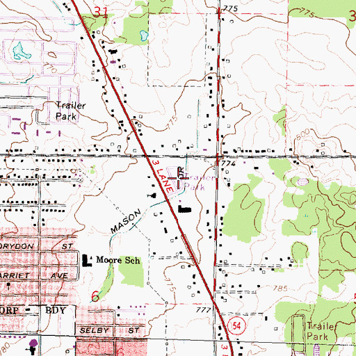 Topographic Map of North Dort Manor Mobile Home Park, MI
