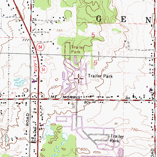 Topographic Map of Highlands Mobile Home Park, MI