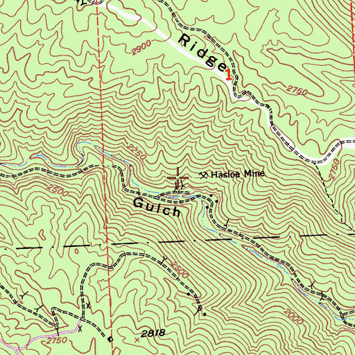 Topographic Map of Hasloe Mine, CA