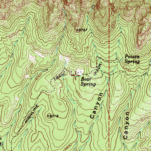 Topographic Map of Bear Spring, AZ