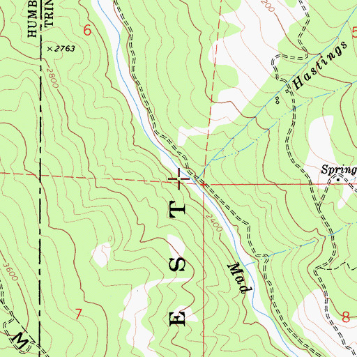 Topographic Map of Hastings Creek, CA