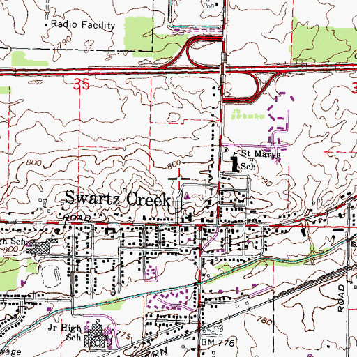 Topographic Map of Swartz Creek Police Department, MI