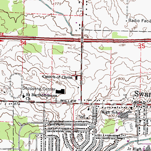 Topographic Map of Church of Christ, MI