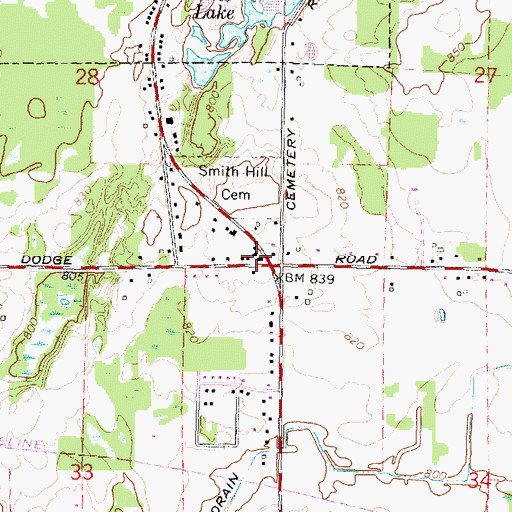 Topographic Map of Otisville Assembly of God Church, MI