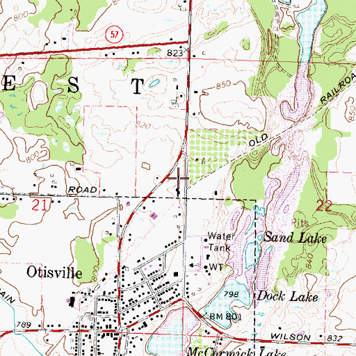 Topographic Map of Otisville Post Office, MI