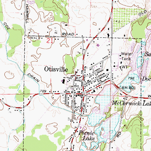 Topographic Map of Otisville Station (historical), MI