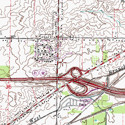Topographic Map of Elms Park, MI