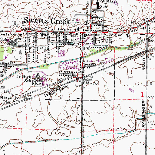 Topographic Map of Swartz Creek Station, MI