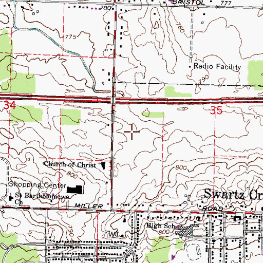 Topographic Map of Swartz Creek Estates Mobile Home Park, MI