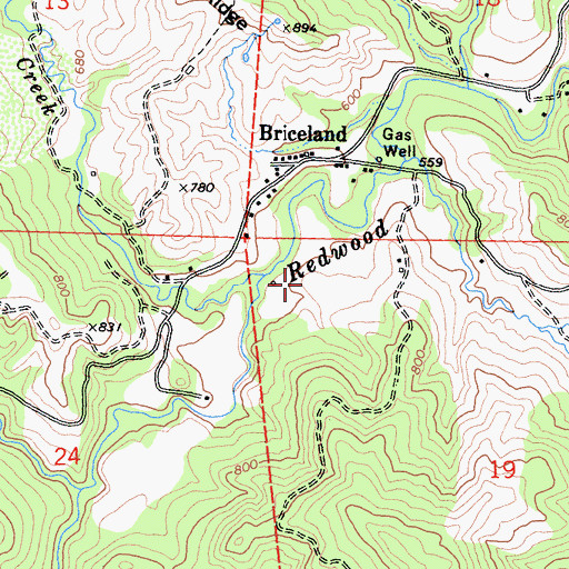 Topographic Map of Briceland Census Designated Place, CA
