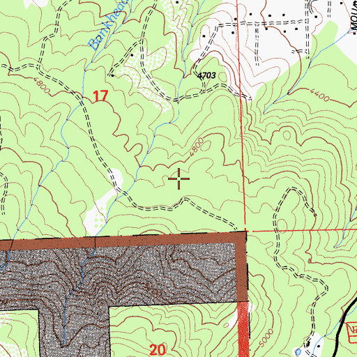 Topographic Map of Janesville Census Designated Place, CA