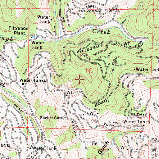 Topographic Map of Shelter Cove Census Designated Place, CA