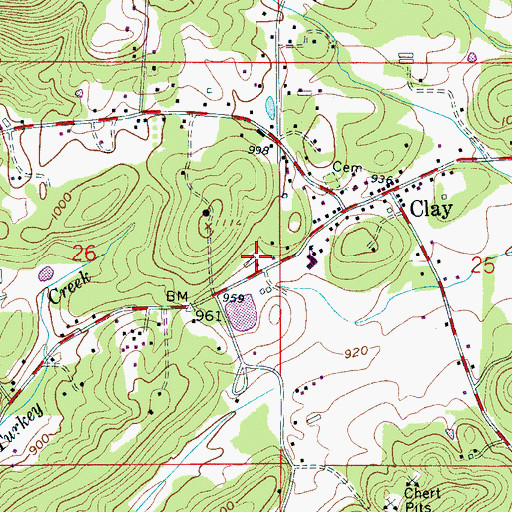 Topographic Map of Clay First Assembly of God Church, AL