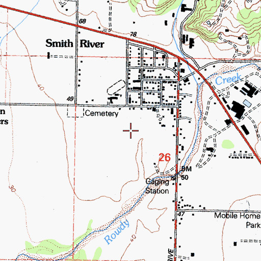 Topographic Map of Smith River Census Designated Place, CA