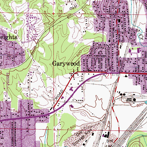 Topographic Map of Garywood Assembly of God Church, AL