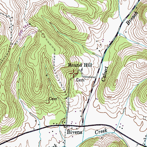 Topographic Map of Round Hill African Methodist Episcopal Church, TN
