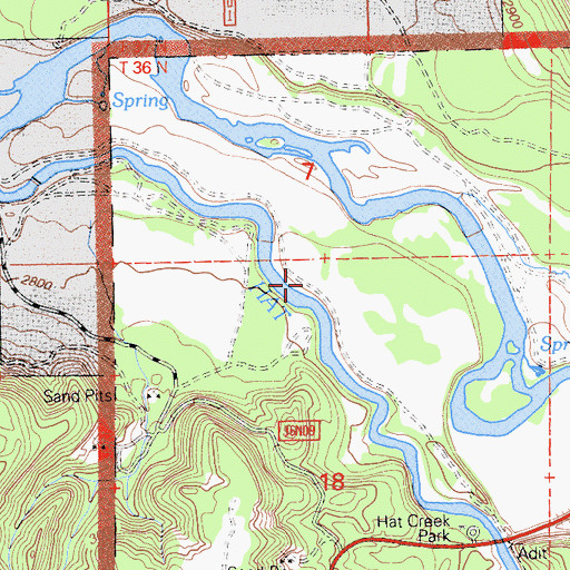 Topographic Map of Hat Creek Valley, CA
