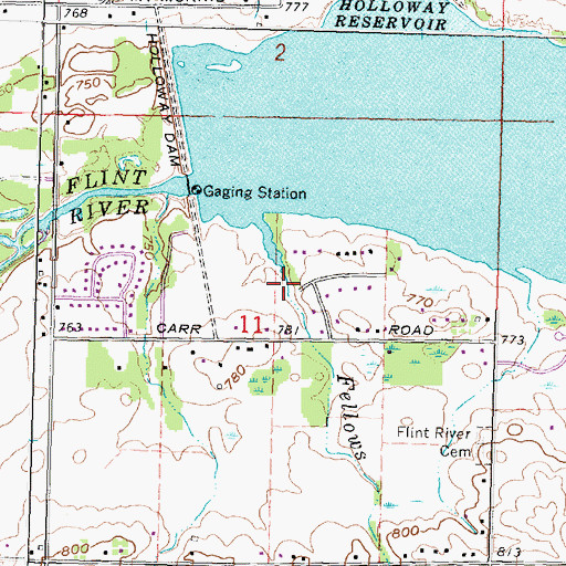 Topographic Map of Holloway Dam Regional Park, MI