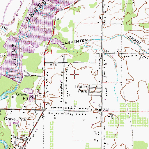Topographic Map of Stepping Stone Falls and Picnic Area, MI