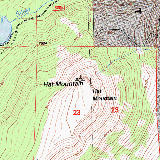 Topographic Map of Hat Mountain, CA