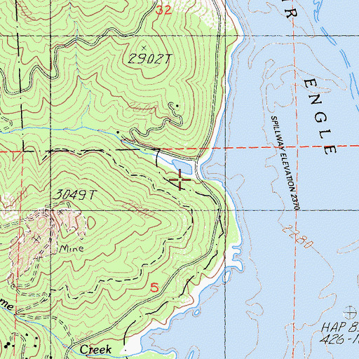 Topographic Map of Hatchet Creek, CA