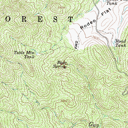 Topographic Map of Bear Spring, AZ