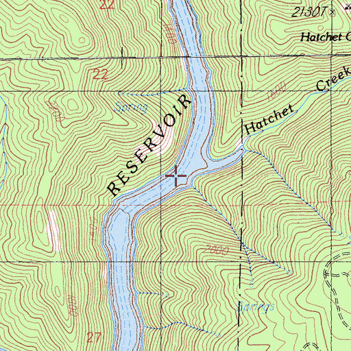 Topographic Map of Hatchet Creek, CA