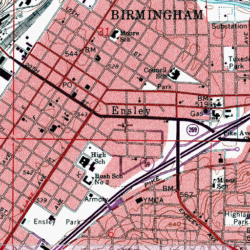 Topographic Map of Nichols Temple African Methodist Episcopal Church, AL