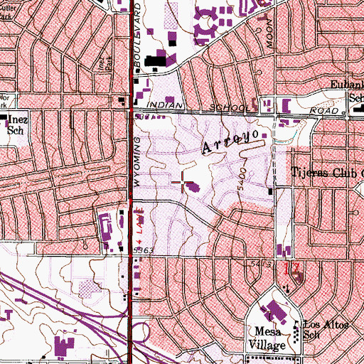 Topographic Map of Bellehaven Elementary School, NM