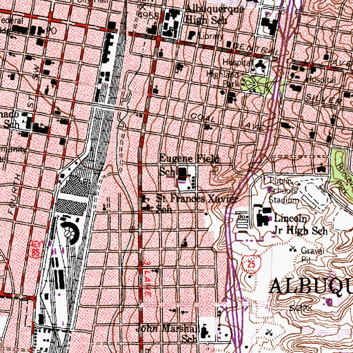 Topographic Map of Eugene Field Elementary School, NM