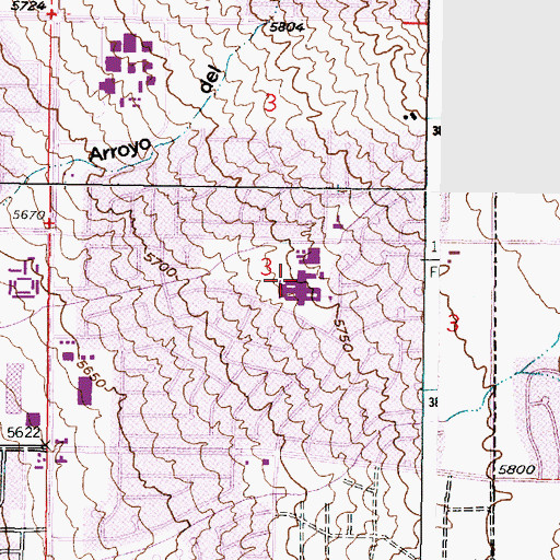 Topographic Map of John Baker Elementary School, NM